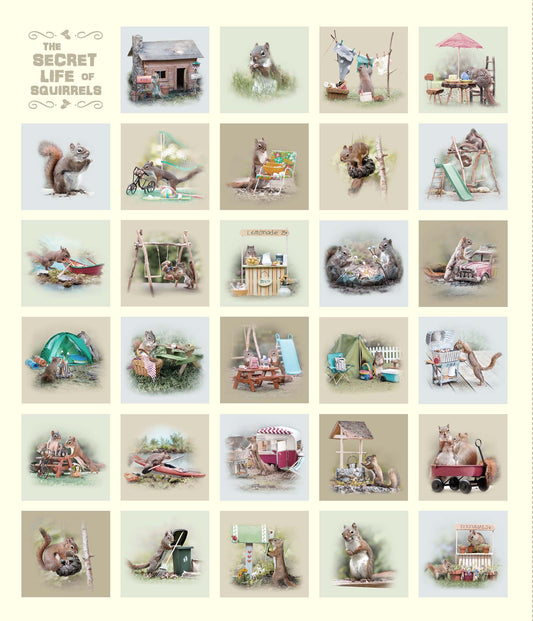 THE SECRET LIFE OF SQUIRRELS Panel cream 36"x43"