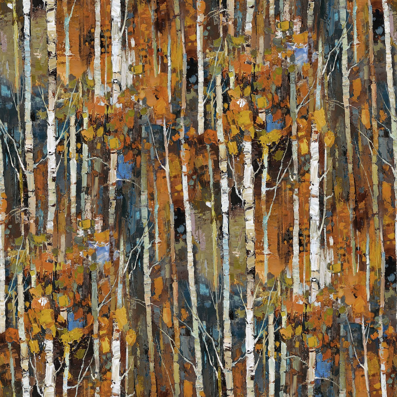 FIRST SNOW Birch Trees rust multi