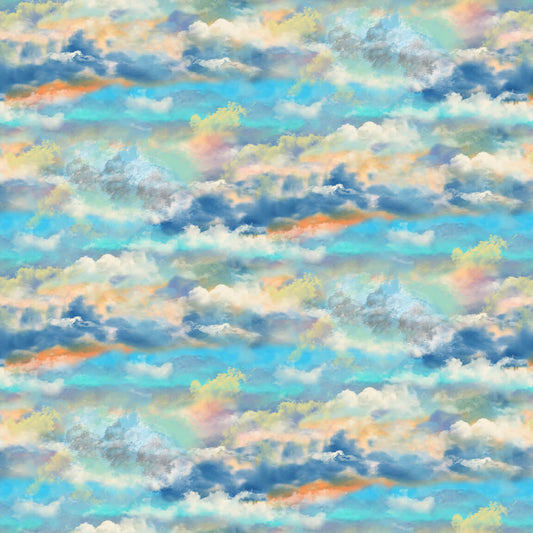 NATIONAL EMBLEM Cloud Texture sky blue-3/4 yd REMNANT