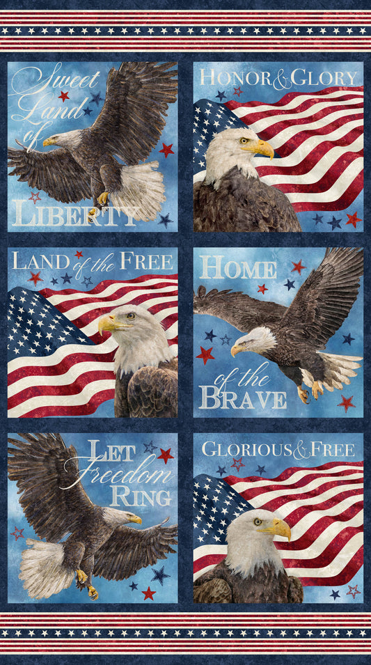 STARS AND STRIPES 13 Blocks navy multi 24"x43"