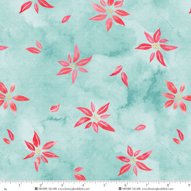 CHRISTMAS IN COLOR Whimsical Poinsettia turquoise