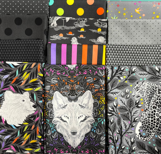 GRAYWORK dark grey 12 Fat Quarters