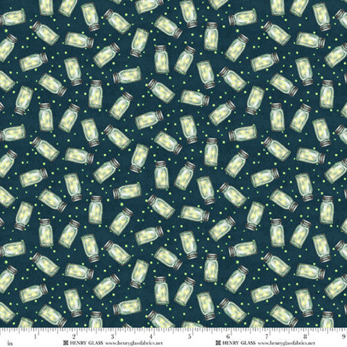 HAPPY CAMPERS Fireflies lime dark teal