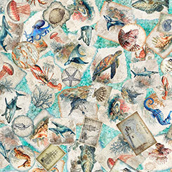 NAUTICUS Sea Creatures Overlapping Patches aqua