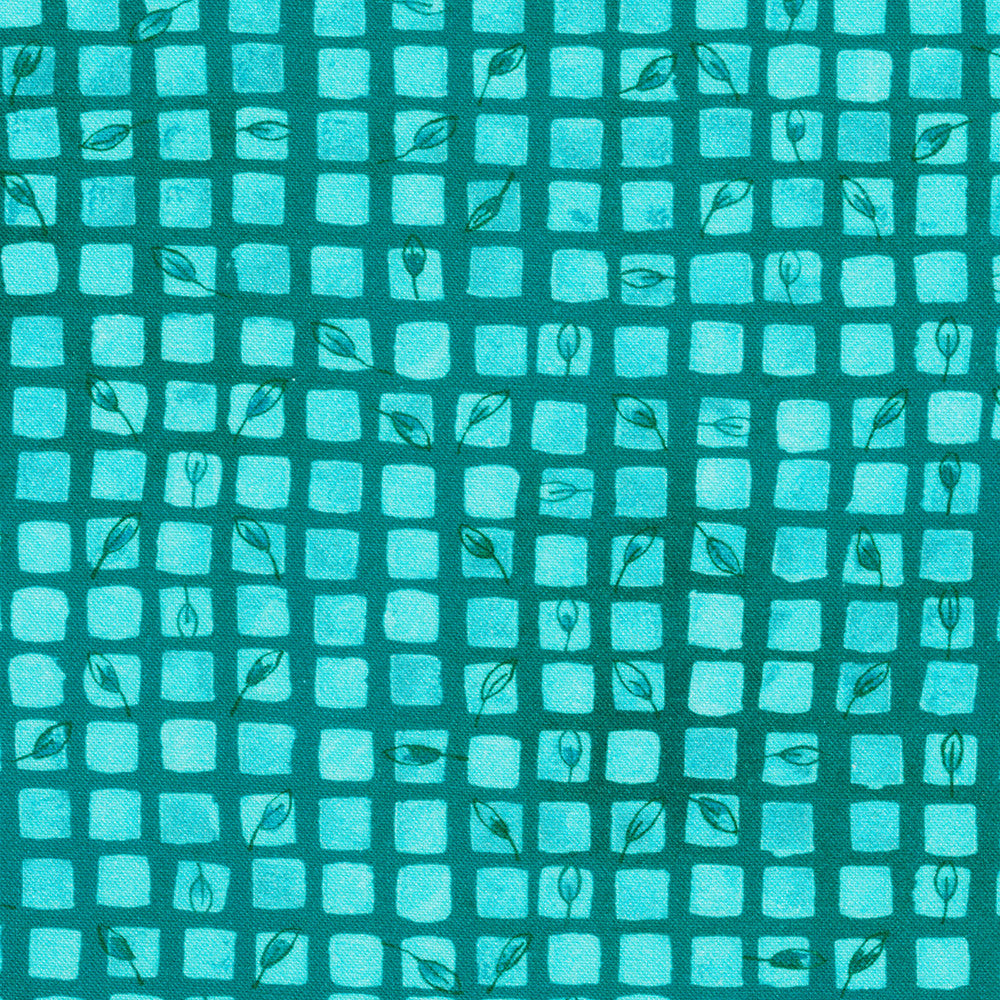 SUNLIT GARDEN 23121-81 turquoise -2/3yd REMNANT