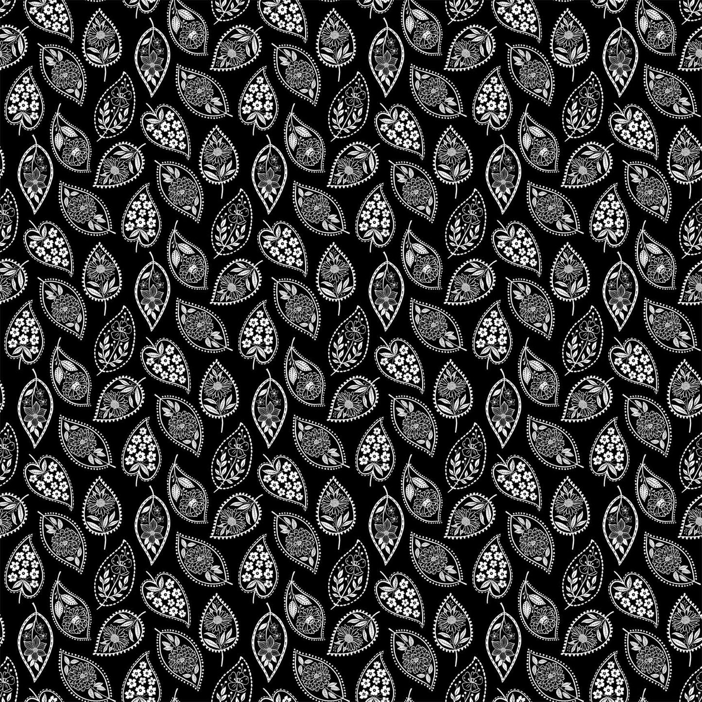 EBONY & IVORY Stylized Leaf black
