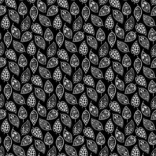 EBONY & IVORY Stylized Leaf black