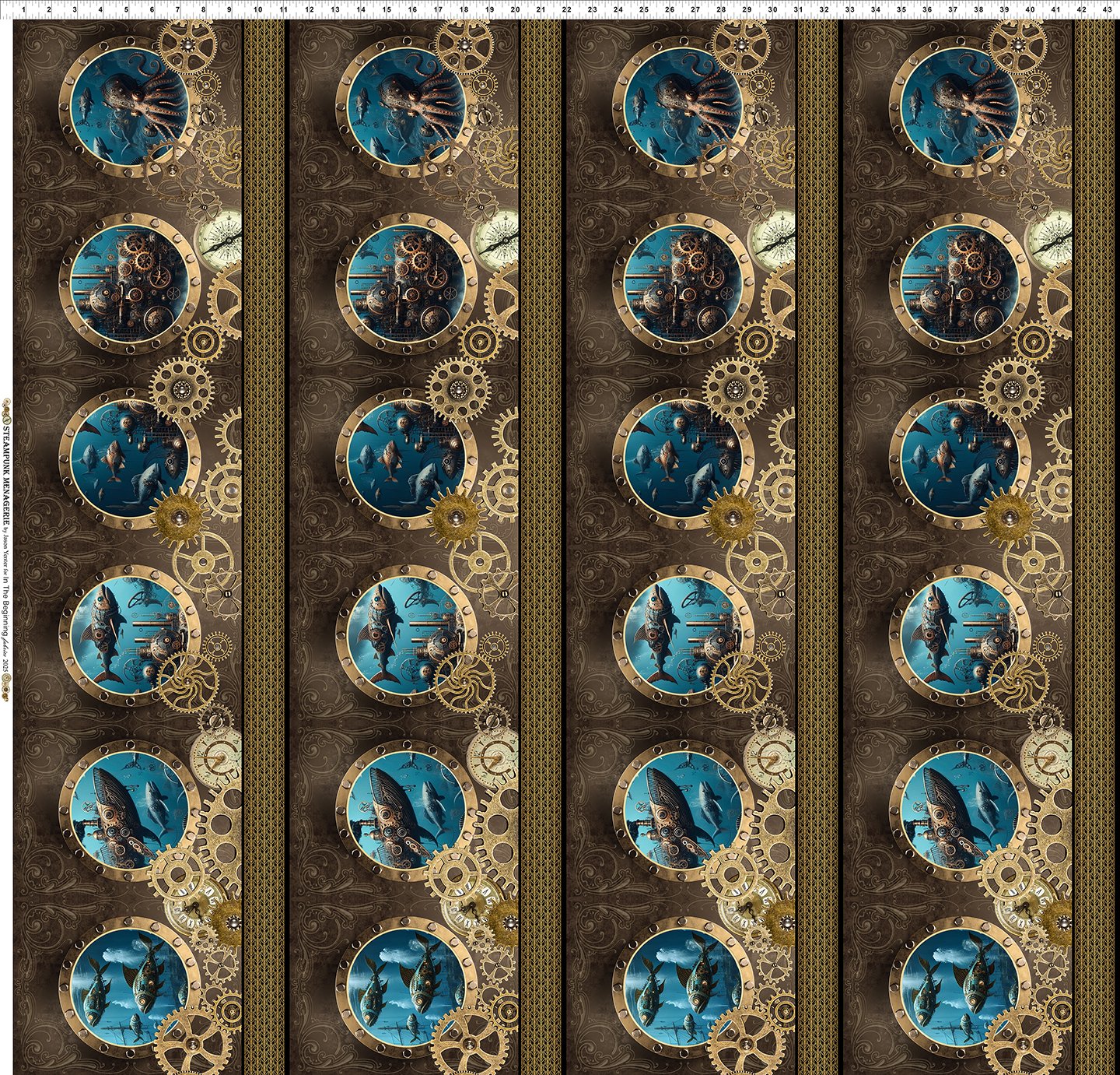 STEAMPUNK MENAGERIE Border multi