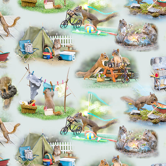 THE SECRET LIFE OF SQUIRRELS Toile pale gray
