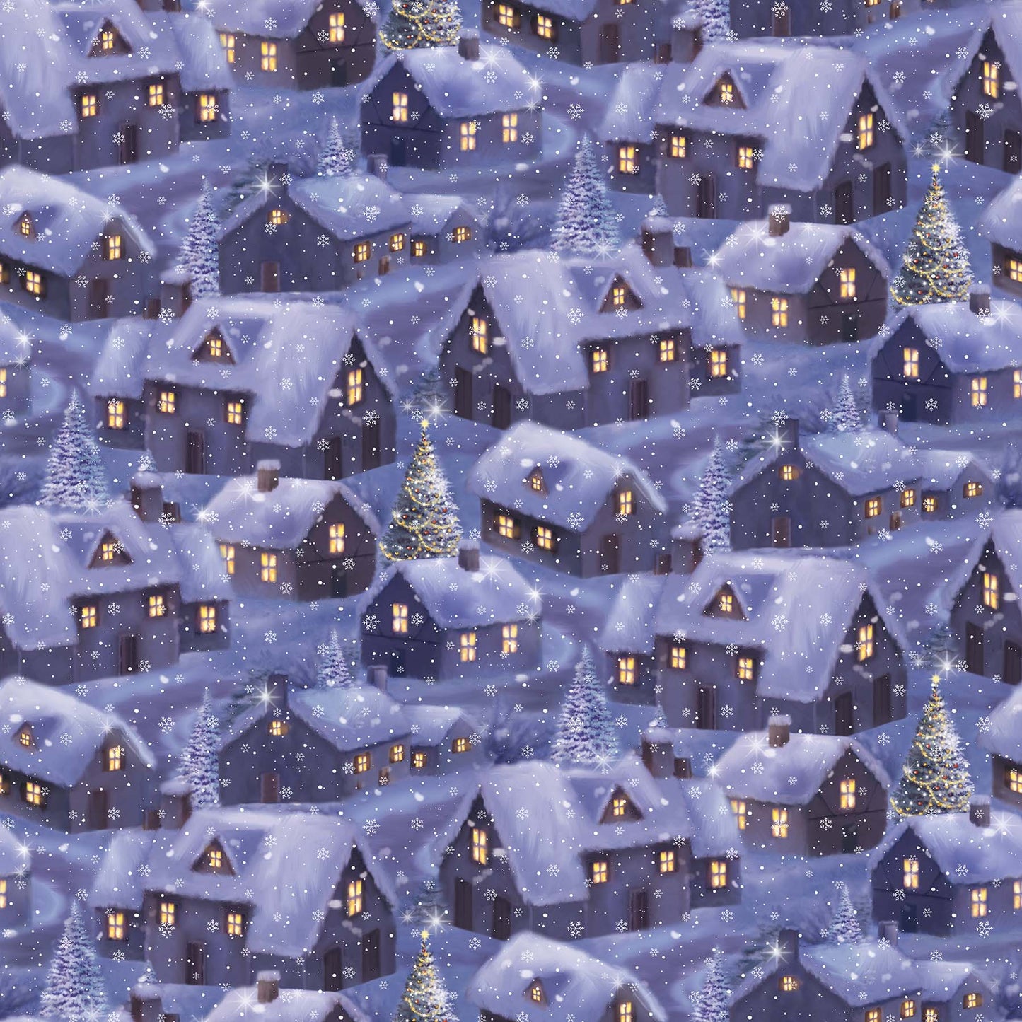 'TWAS THE NIGHT BEFORE CHRISTMAS Houses blue multi