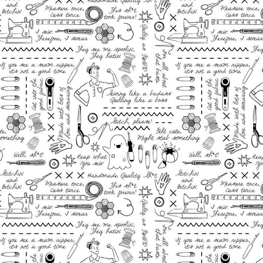 QUIET RIOT Sweary Stitching white