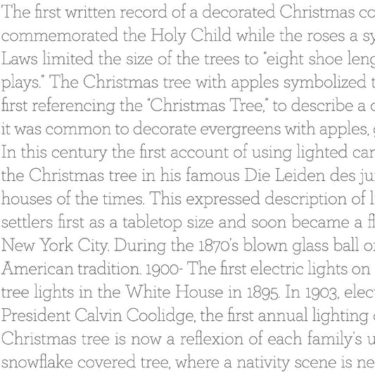 CLASSIC CHRISTMAS History of the Tree Text white