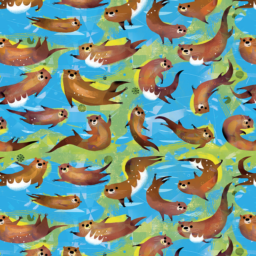 ANIMAL KINGDOM Swimming Otters cyan