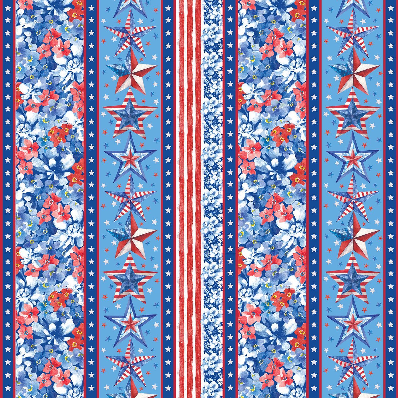 LUCKY STARS Border Stripe medium blue - one yards