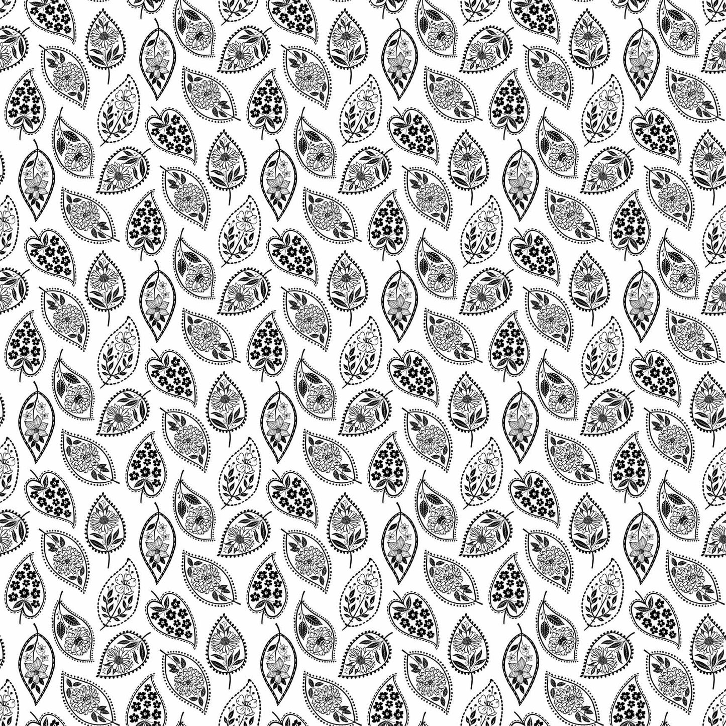 EBONY & IVORY Stylized Leaf white