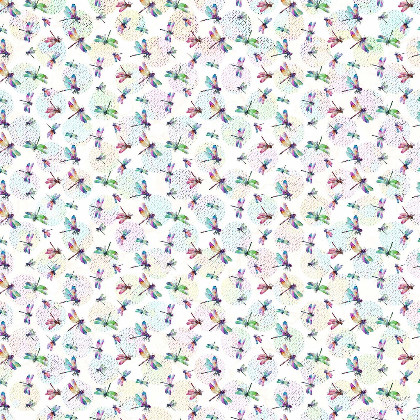 DRAGONFLY DANCE Dragonflies white multi
