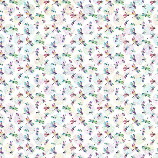 DRAGONFLY DANCE Dragonflies white multi