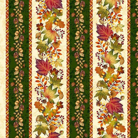 AUTUMN FIELDS Border Stripe cream multi