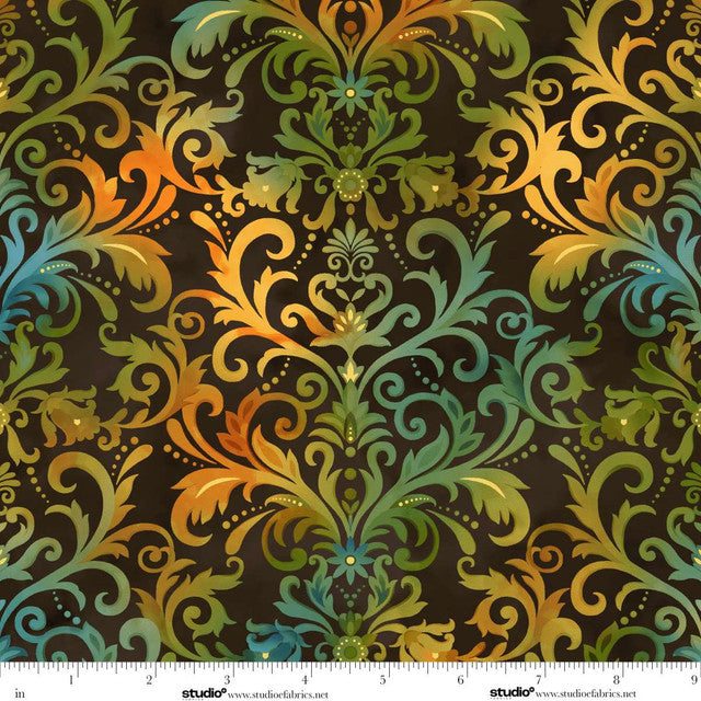 BASKETS OF AUTUMN BLESSINGS Scroll brown multi