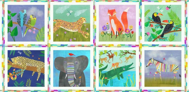 JUNGLE MENAGERIE Jungle Patchwork multi 24"x43"