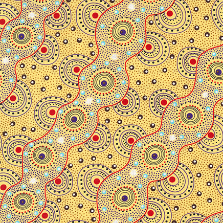 AUSTRALIAN Bush Dreaming of Utopia yellow-1 1/3 yd REMNANT