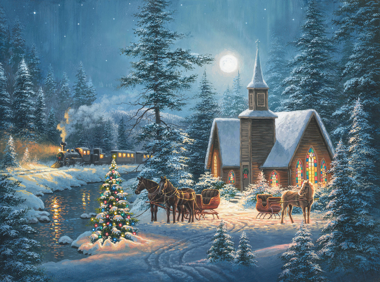 SILENT NIGHT DP25388 Panel dark blue multi 43"x32"