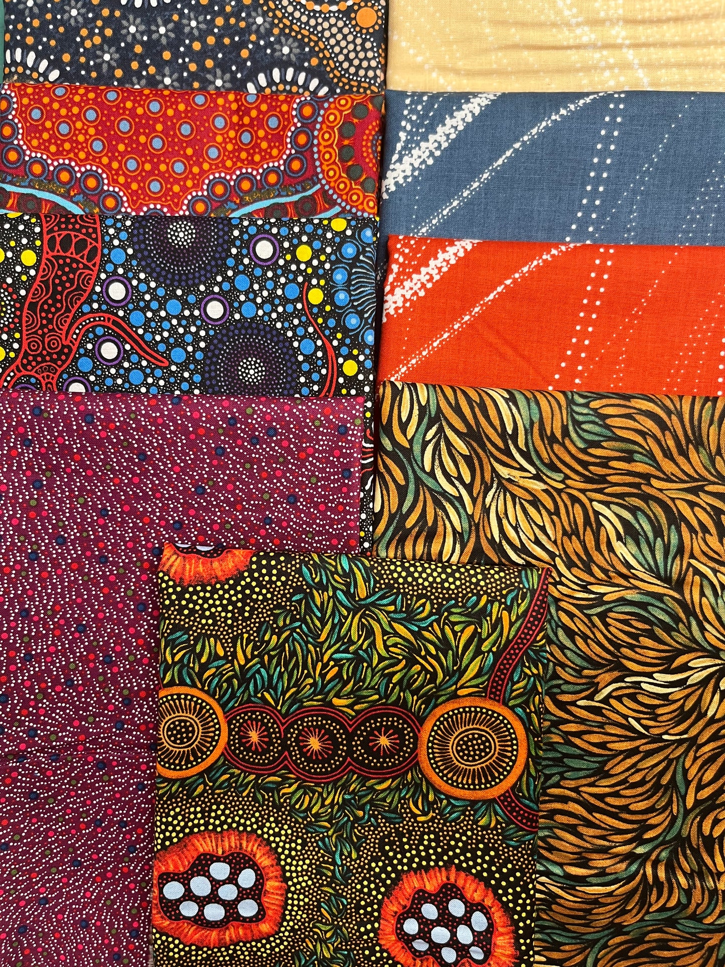AUSTRALIAN 2026 blue red 9 Fat Quarters