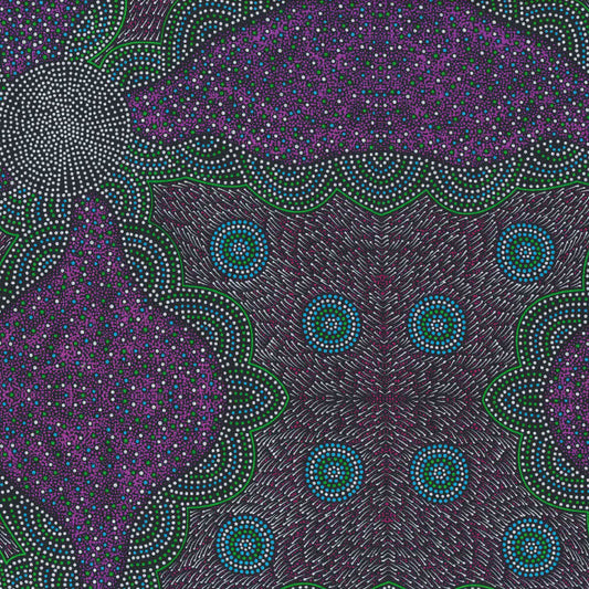 AUSTRALIAN Kangaroo Grass & Bush Waterhole purple