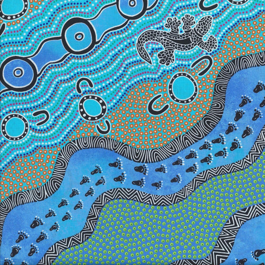 AUSTRALIAN Mulaka Hunting blue-1/2 yd REMNANT