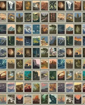 NATIONAL PARKS Posters Gray Panel 24"x43"