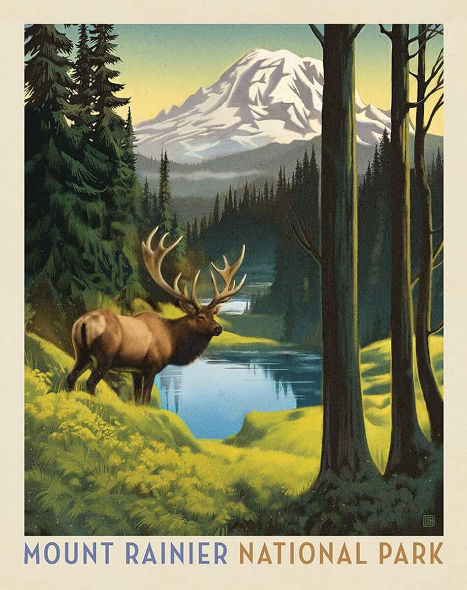 NATIONAL PARKS WILDERNESS & WONDER Mount Rainier Panel 36"x43"