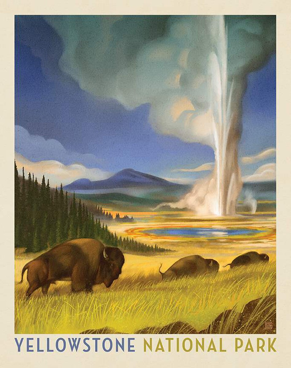 NATIONAL PARKS WILDERNESS & WONDER Yellowstone Panel 36"x43"