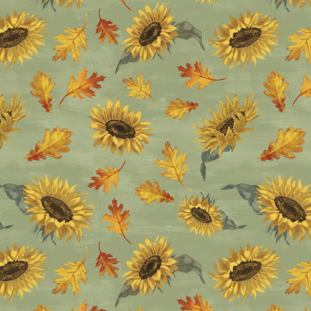 HARVEST DELIGHT Sunflowers Toss green