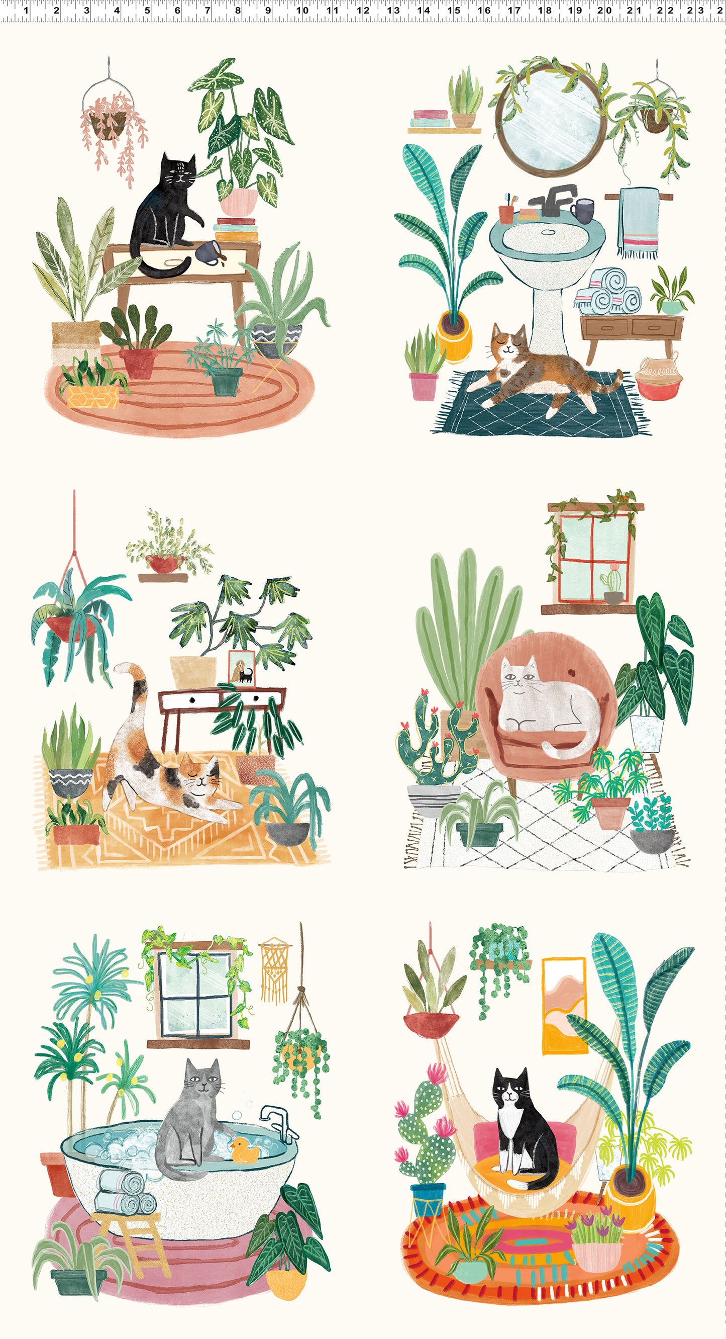 HOMEBODIES Cat 24"x43" Panel lt. cream