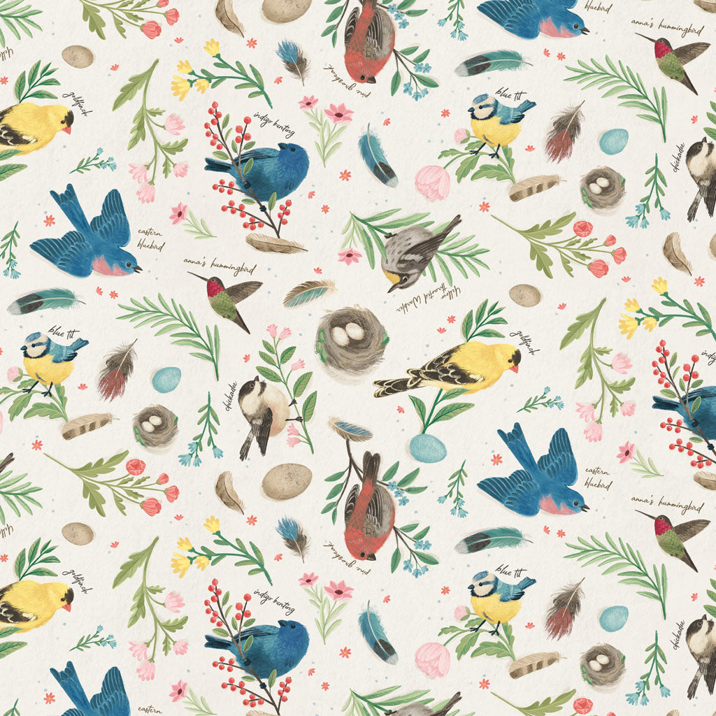 BIRD STUDY Birds light cream