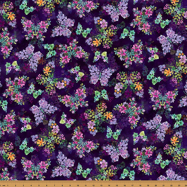 SECRET GARDEN Floral Butterflies deep amethyst