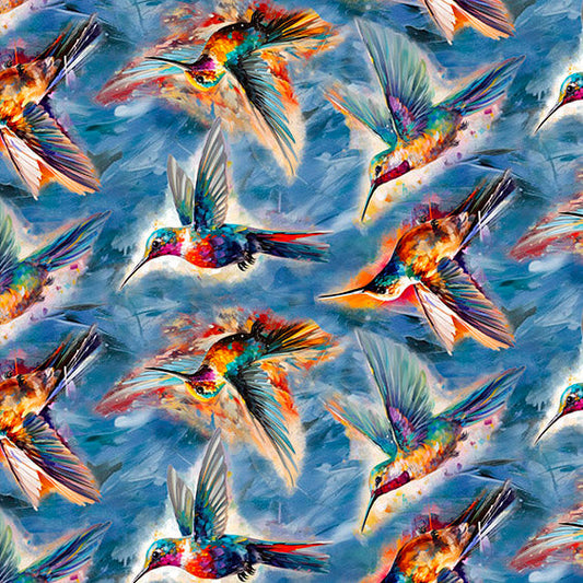 HUMMINGBIRD BOUQUET Fanciful Flyers blue