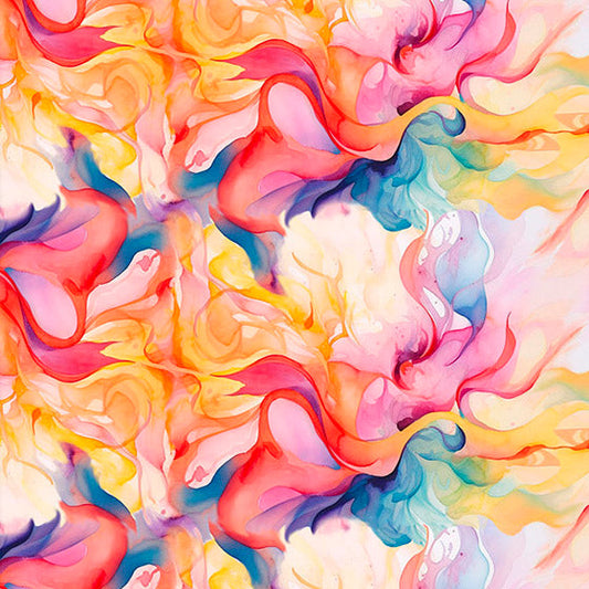 HUMMINGBIRD BOUQUET Watercolor Swirls multi