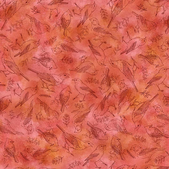 DRAWN TO BIRDS Bird Toile strawberry