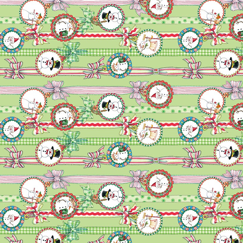 So Much Joy Snow People Ribbon lime