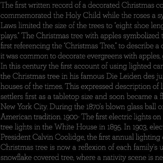 CLASSIC CHRISTMAS History of the Tree Text black