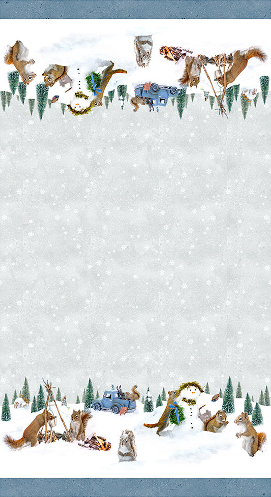 THE SECRET LIFE OF SQUIRRELS II Double Border mist gray - one yards