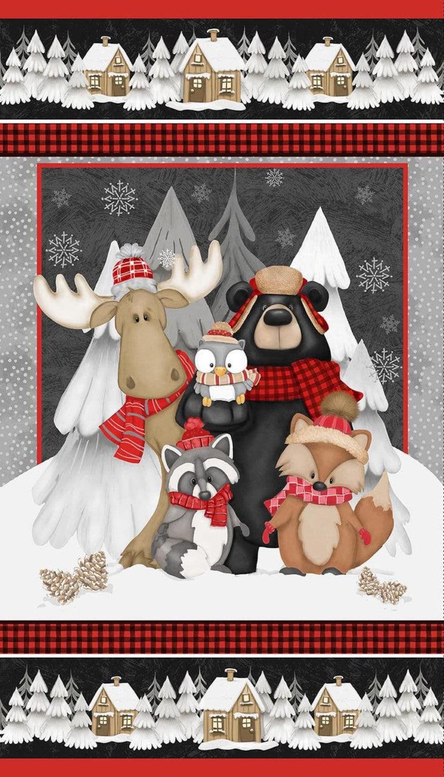 PINECONE RIDGE LODGE Animals 24"x42" Panel