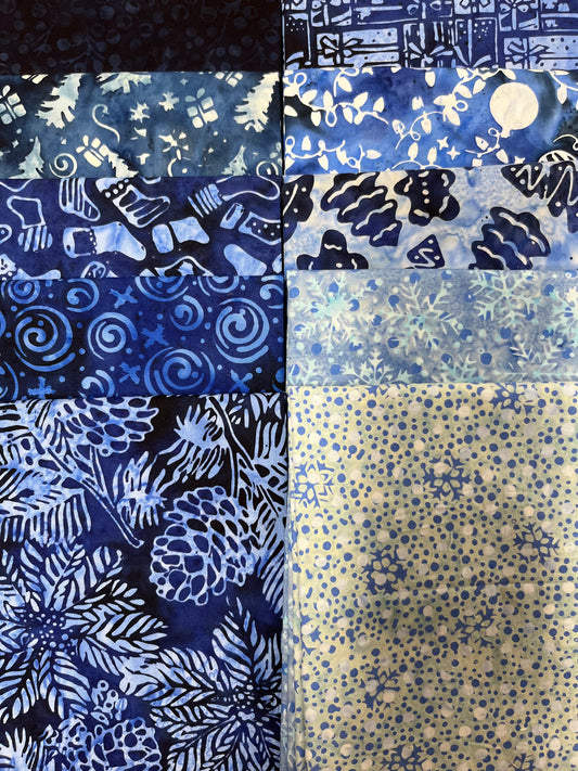 FROSTED WISHES Dark Blue 10 Fat Quarters