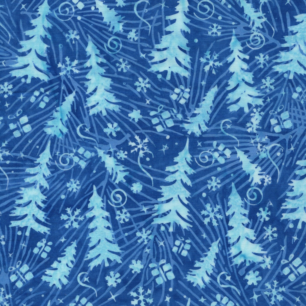 FROSTED WISHES Trees and Presents blue bluebird