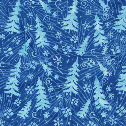 FROSTED WISHES Trees and Presents blue bluebird