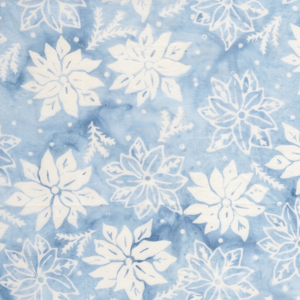 FROSTED WISHES Poinsettias and Springs blue bluebelle