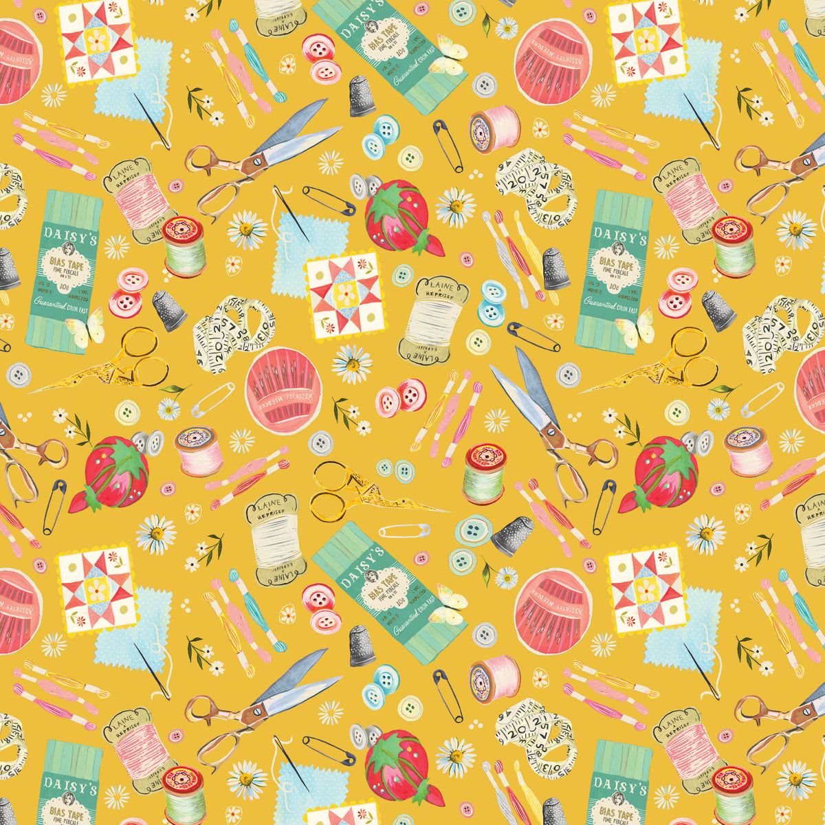 LOVE AND STITCHES Love is the Thread yellow