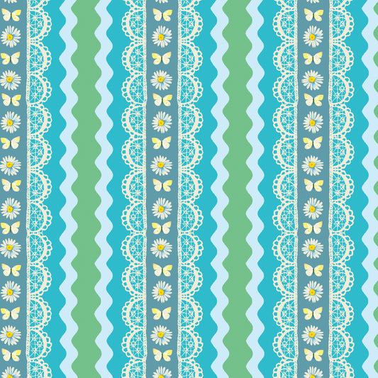 LOVE AND STITCHES Rick Rack Stripe teal multi