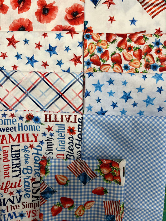 RED WHITE & SWEET White 9 Fat Quarters